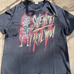 Anvil Black Tee with Red and Gray Graphic